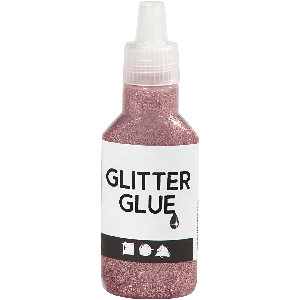 Glitter Glue, rose, 25 ml/ 1 bottle