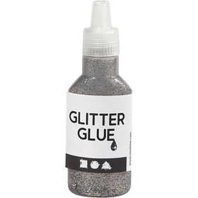 Glitterlijm, zilver, 25 ml/ 1 fles [HOB-318310]