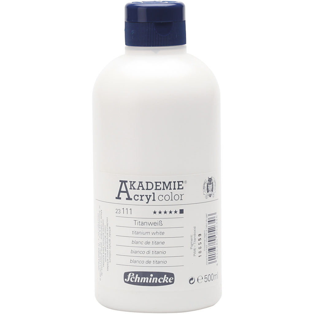 Schmincke AKADEMIE® Acryl color, titanium white (111), opaque, 500ml