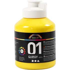Acrylverf Glossy, primair geel, 500 ml/ 1 fles [HOB-32006]