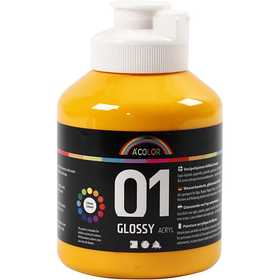 Acrylverf Glossy, geel, 500 ml/ 1 fles [HOB-32012]