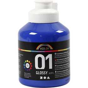 Acrylverf Glossy, blauw, 500 ml/ 1 fles [HOB-32024]
