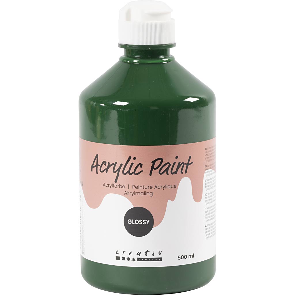 Acrylic Paint Glossy, dark green, 500 ml/ 1 bottle
