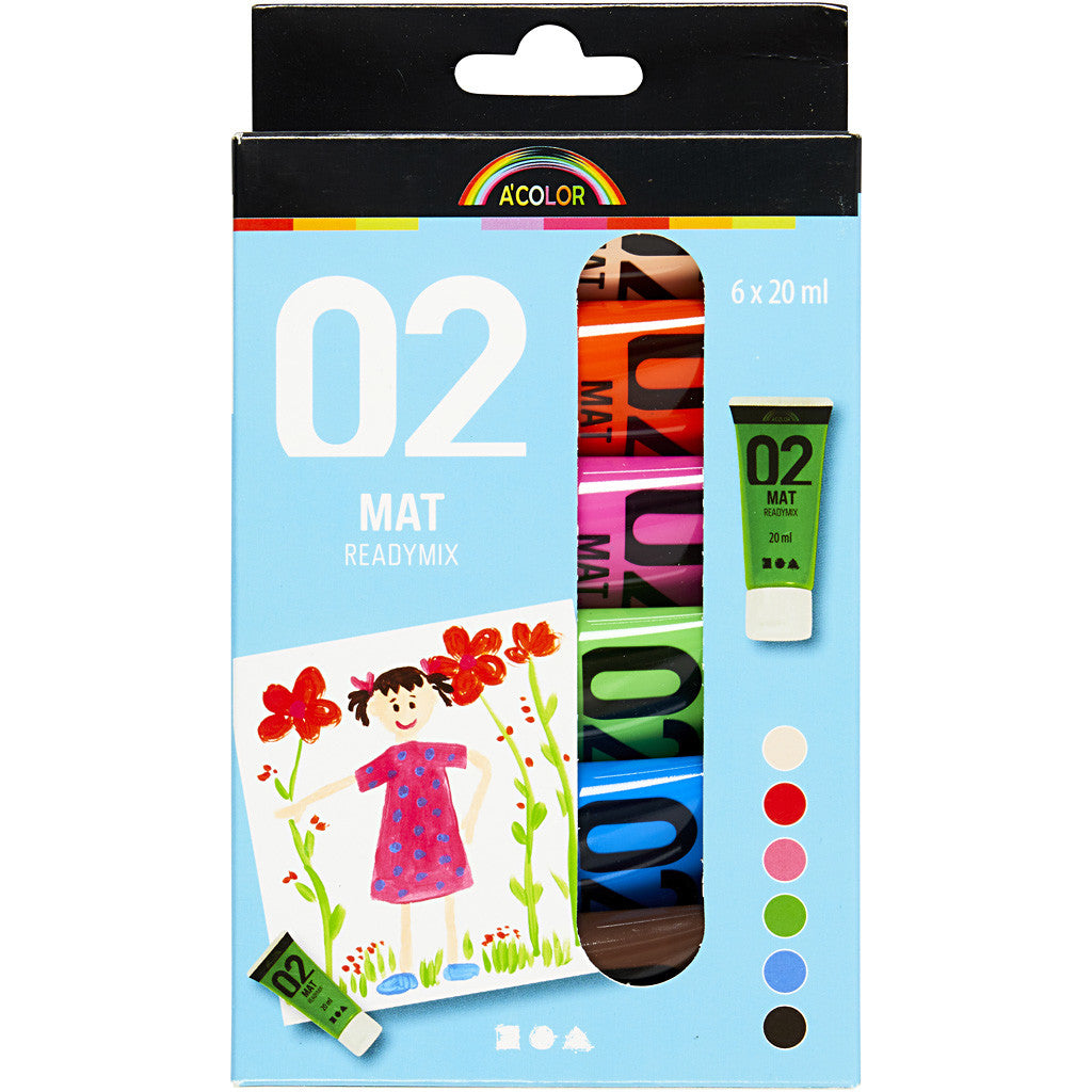 Acrylverf Mat, extra kleuren, 6x20 ml/ 1 doos [HOB-32105]