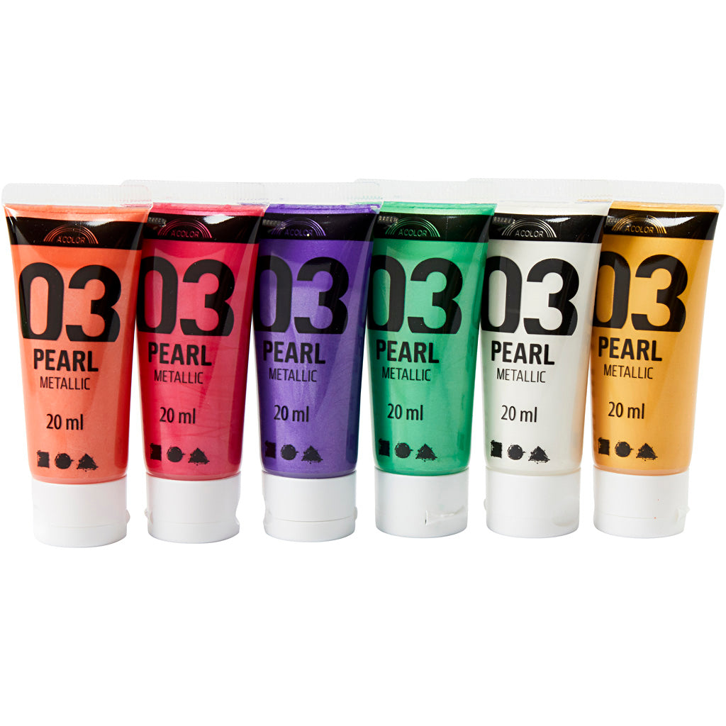 Acrylic Paint Metallic, metallic, additional colours, 6x20 ml