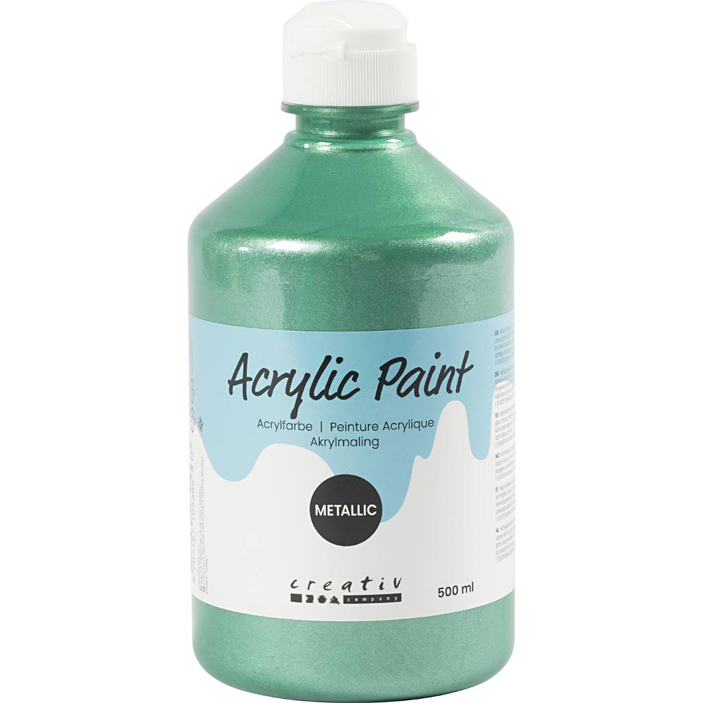 Acrylic Paint Metallic, metallic, green, 500 ml/ 1 bottle