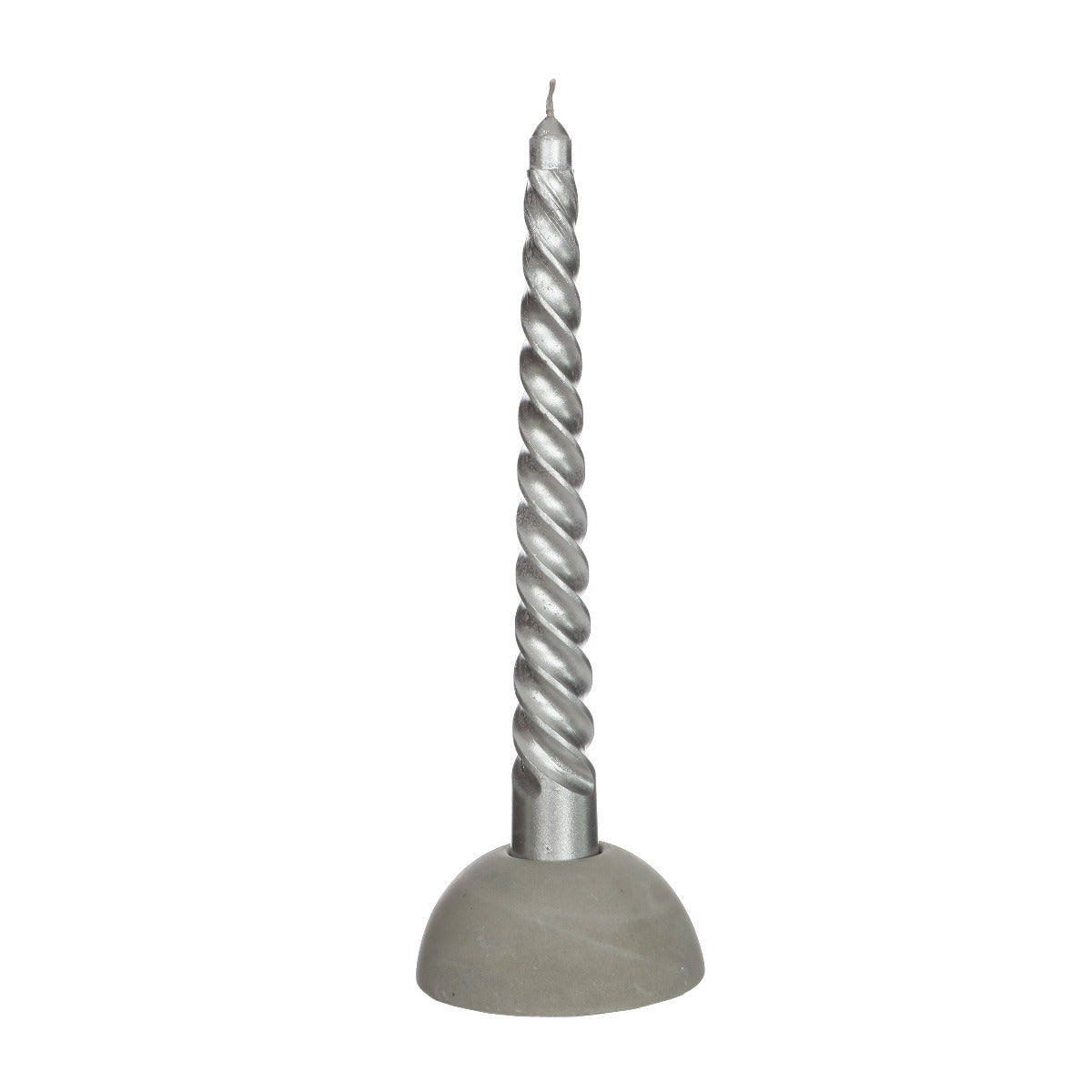 Kaarsen gedraaid zilver 19cm hoog (4 st.) [IFS-32234]