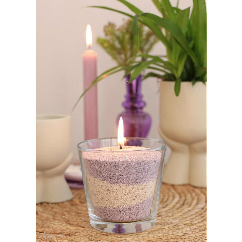 Pearlsand kaars 400gr lavendel - grijs (6 stuks) [IFS-32722]