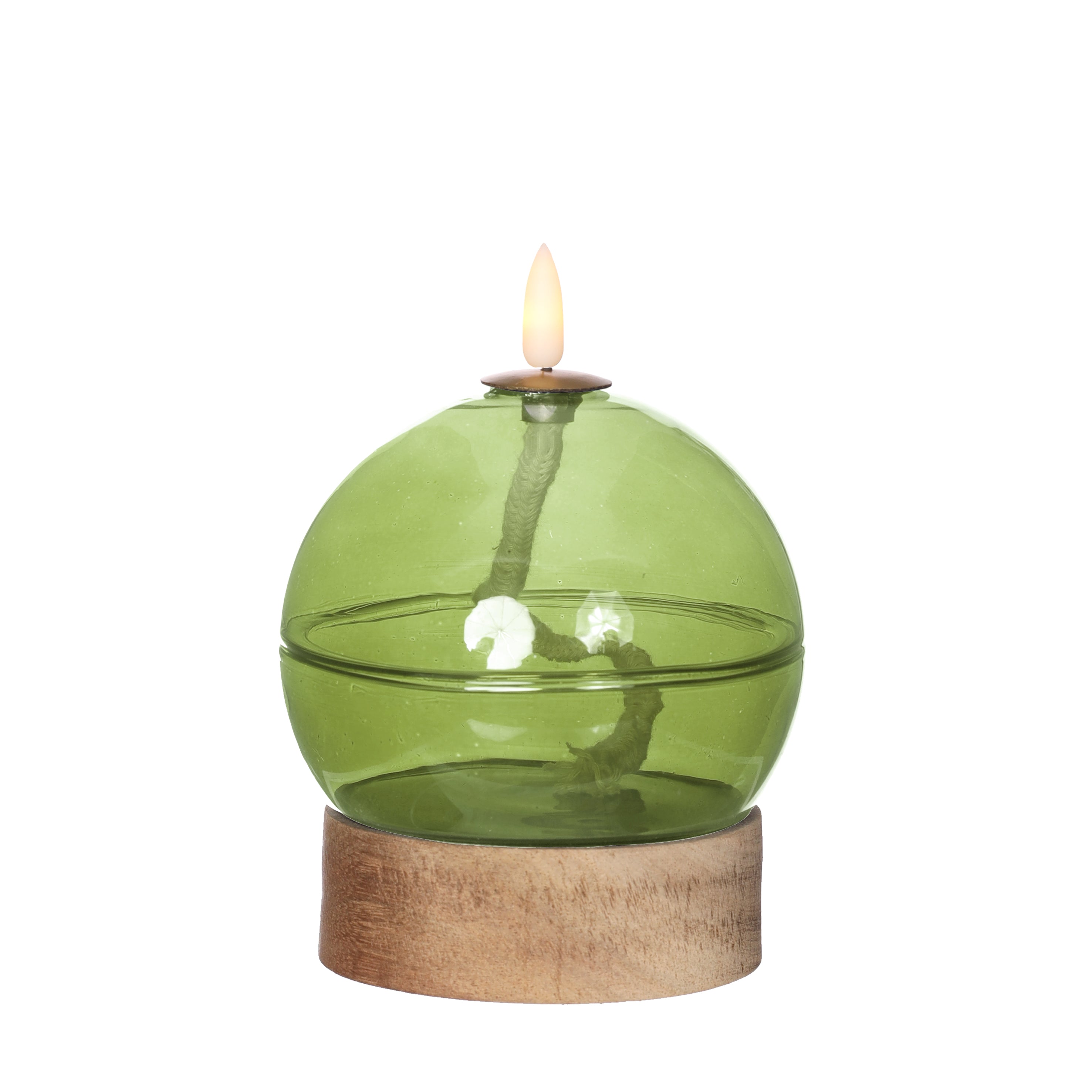 Led oil lamp h16,5 Ø12 cm light green (1 pc)