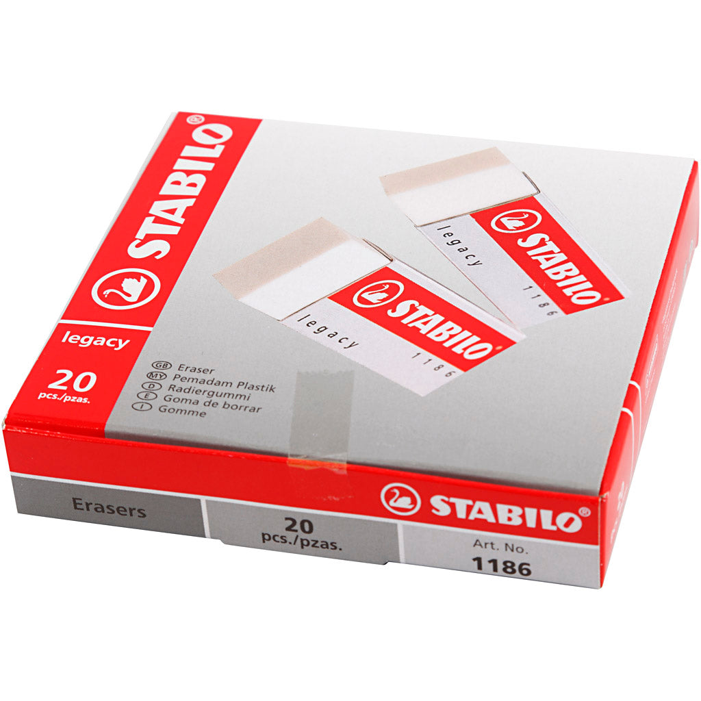 Stabilo Gum, H: 1 cm, L: 6,3 cm, B: 2,3 cm, wit, 20 stuk/ 1 doos [HOB-331405]