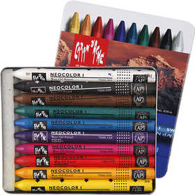 CARAN D’ACHE Neocolor I, L: 10 cm, dikte 8,5 mm, diverse kleuren, 10 stuk/ 1 doos [HOB-34010]