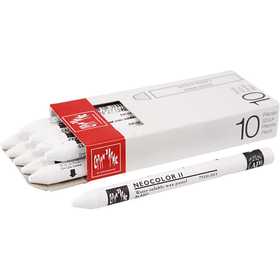 CARAN D’ACHE Neocolor II, L: 10 cm, dikte 8,5 mm, white (001), 10 stuk/ 1 doos [HOB-34050]