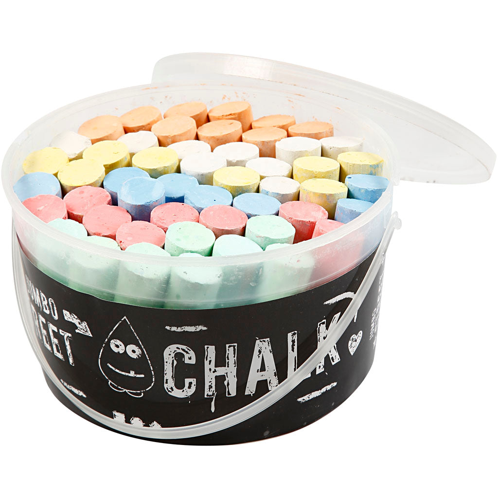 Street Chalk, size 2,5x12 cm, assorted colours, 50 pc/ 1 bucket
