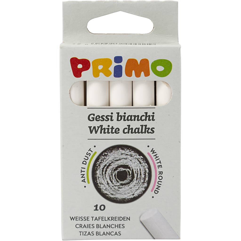 Schoolbordkrijt, L: 8 cm, d 10 mm, wit, 10 stuk/ 1 doos [HOB-344750]