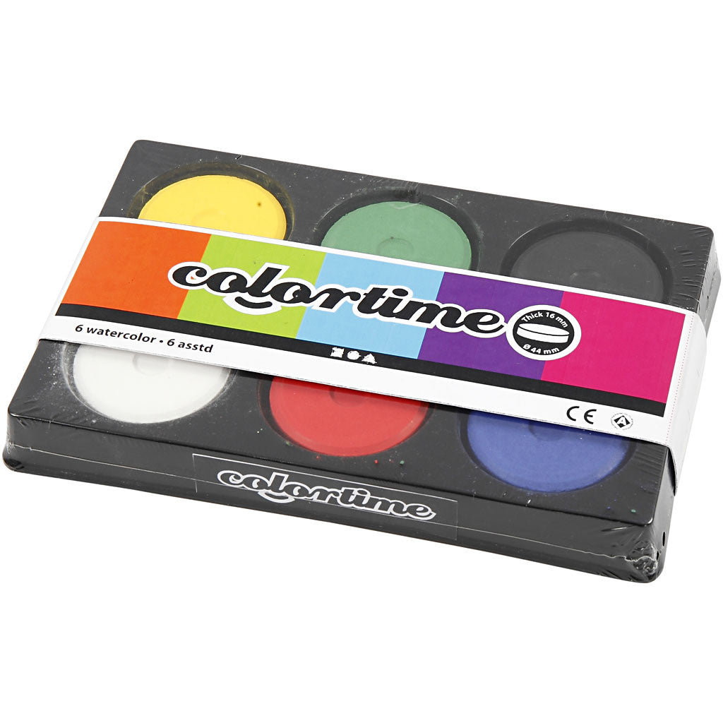 Waterverf, H: 16 mm, d 44 mm, primair kleuren, 1 doos [HOB-34480]
