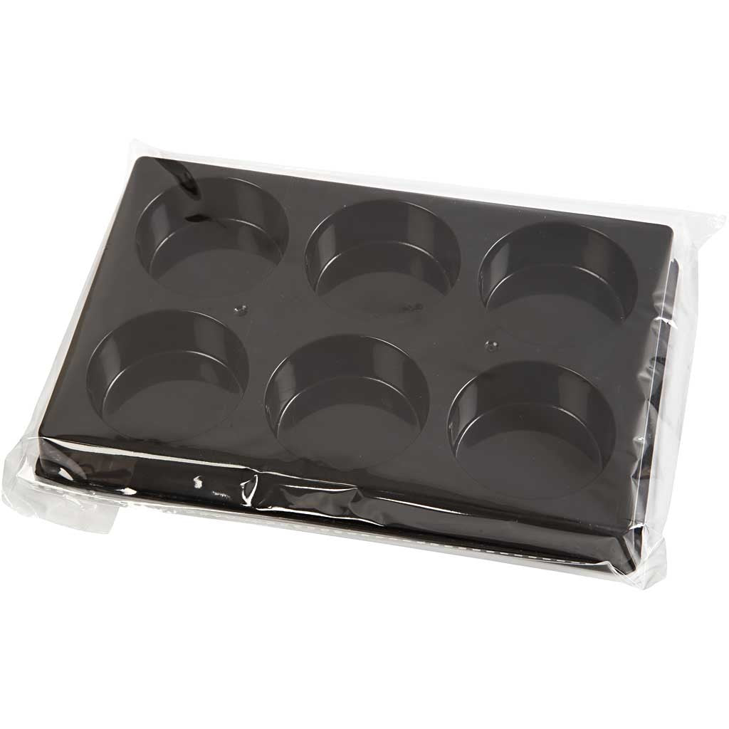 Waterverf palet, d 44 mm, afm 11x16 cm, zwart, 1 stuk [HOB-34589]