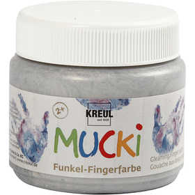 Mucki Vingerverf, zilver metallic, 150 ml/ 1 Doosje [HOB-34752]