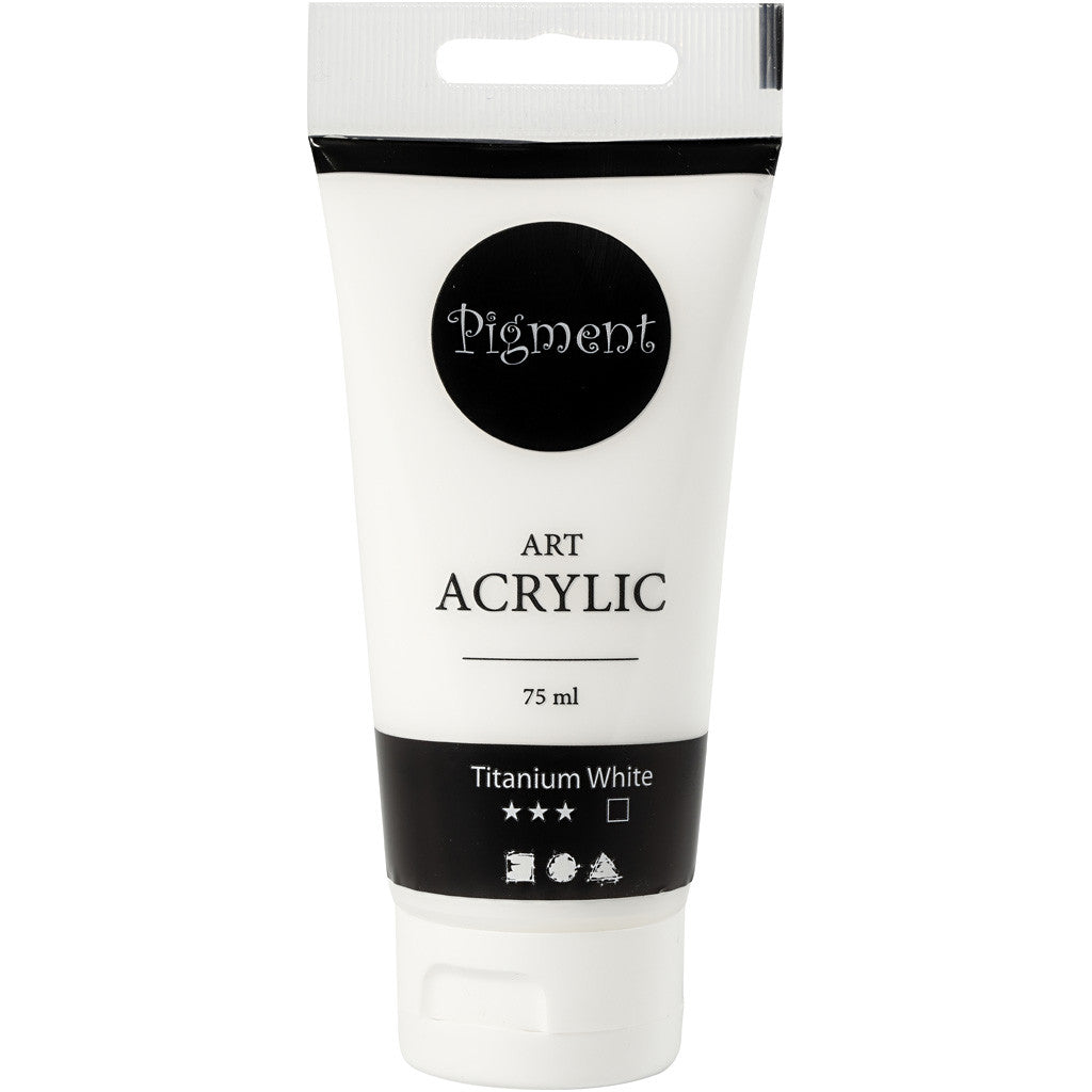 Acryl Verf, semi-glanzend, dekkend, wit, 75 ml/ 1 fles [HOB-35141]