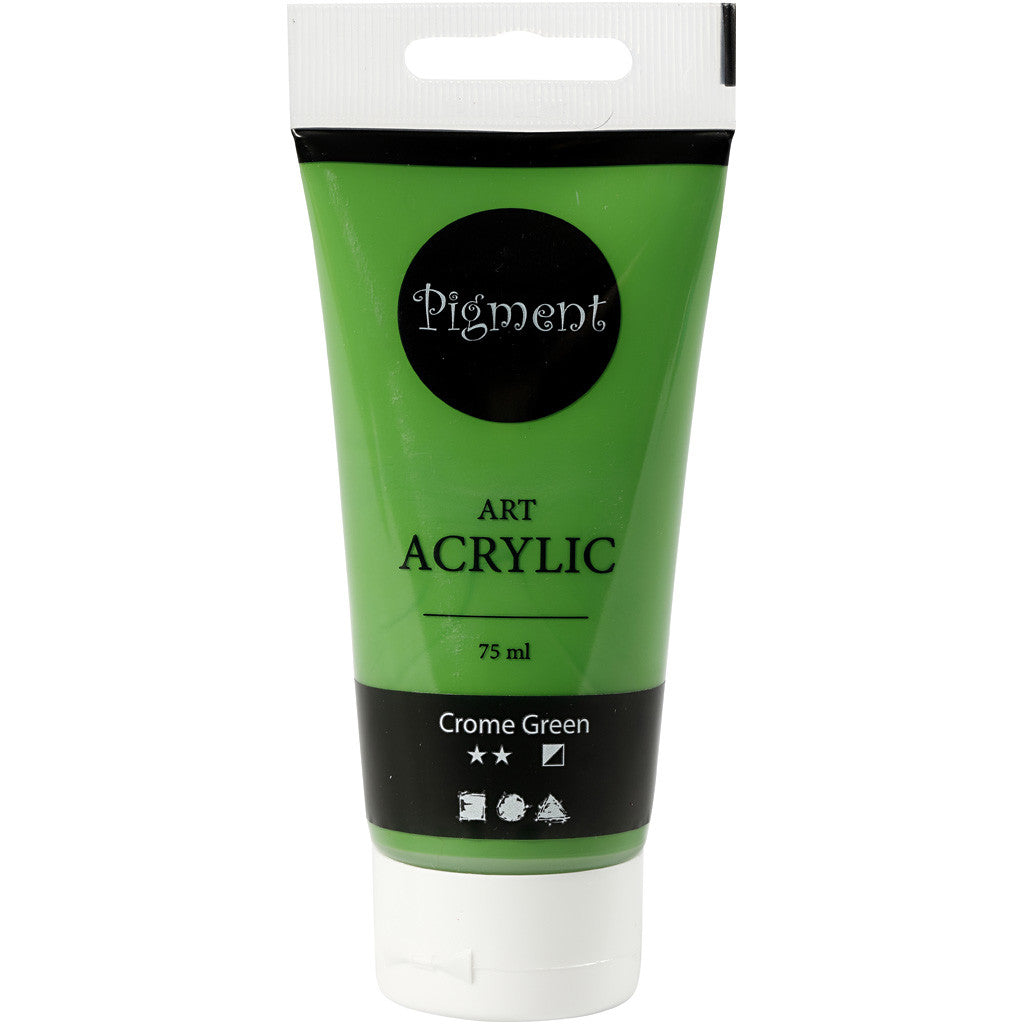 Acryl Verf, semi-glanzend, semi-dekkend, crome green, 75 ml/ 1 fles [HOB-35152]