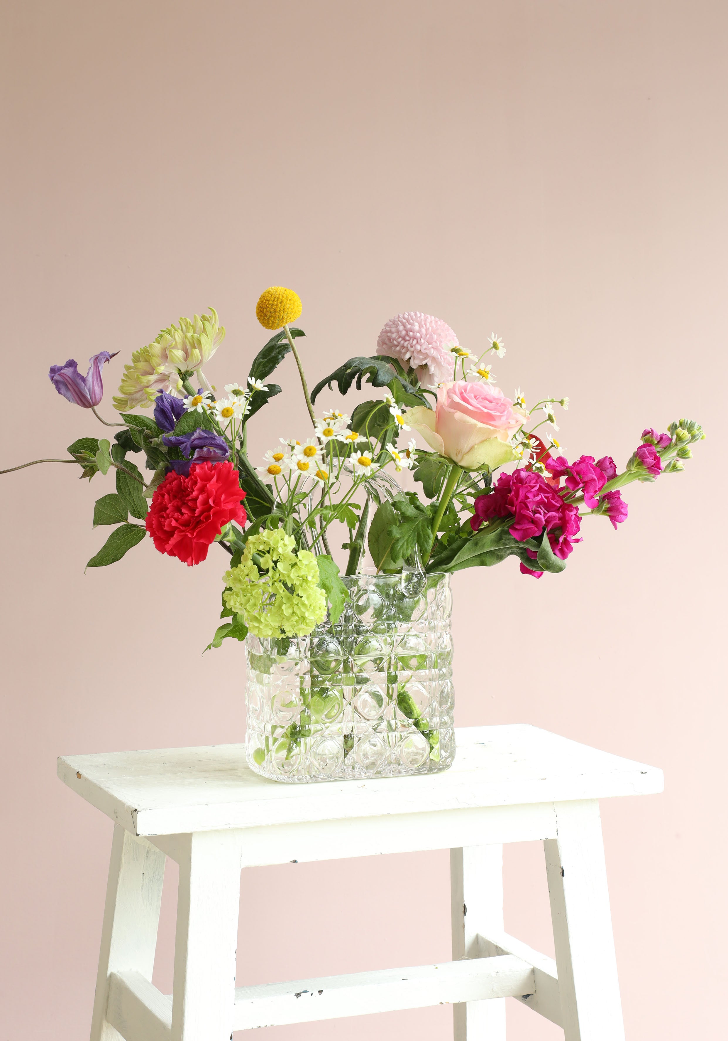 Handtas vaas Elysee glazen handvat l.14 x b.9,5 x h.22 cm helder (1 st) [IFS-37230]