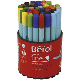 Berol Colourfine, d 10 mm, lijndikte 0,3-0,7 mm, diverse kleuren, 42 stuk/ 1 Doosje [HOB-37230]