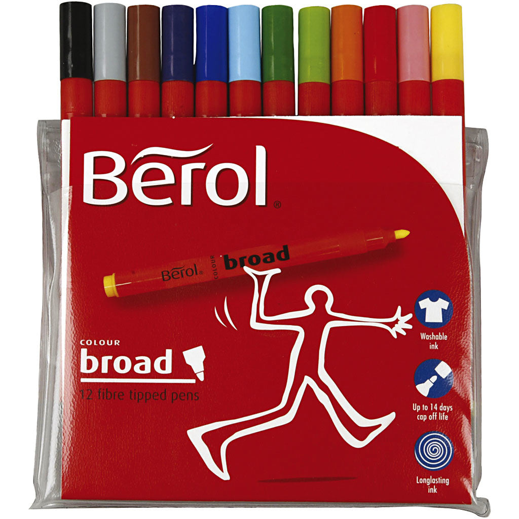 Berol Stift, d 10 mm, lijndikte 1-1,7 mm, diverse kleuren, 12 stuk/ 1 doos [HOB-37270]