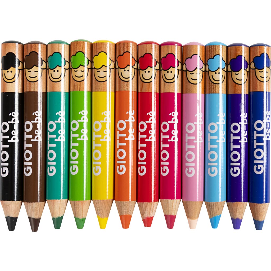 Colouring Pencils, L: 10,5 cm, dia. 13 mm, lead 6 mm, assorted colours, 36 pc