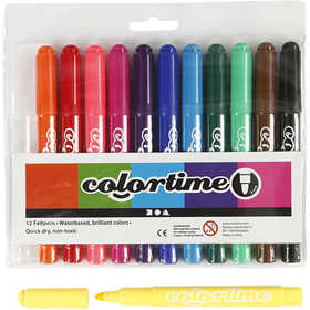 Colortime stiften, lijndikte 5 mm, standaardkleuren, 12 stuk/ 1 doos [HOB-37330]