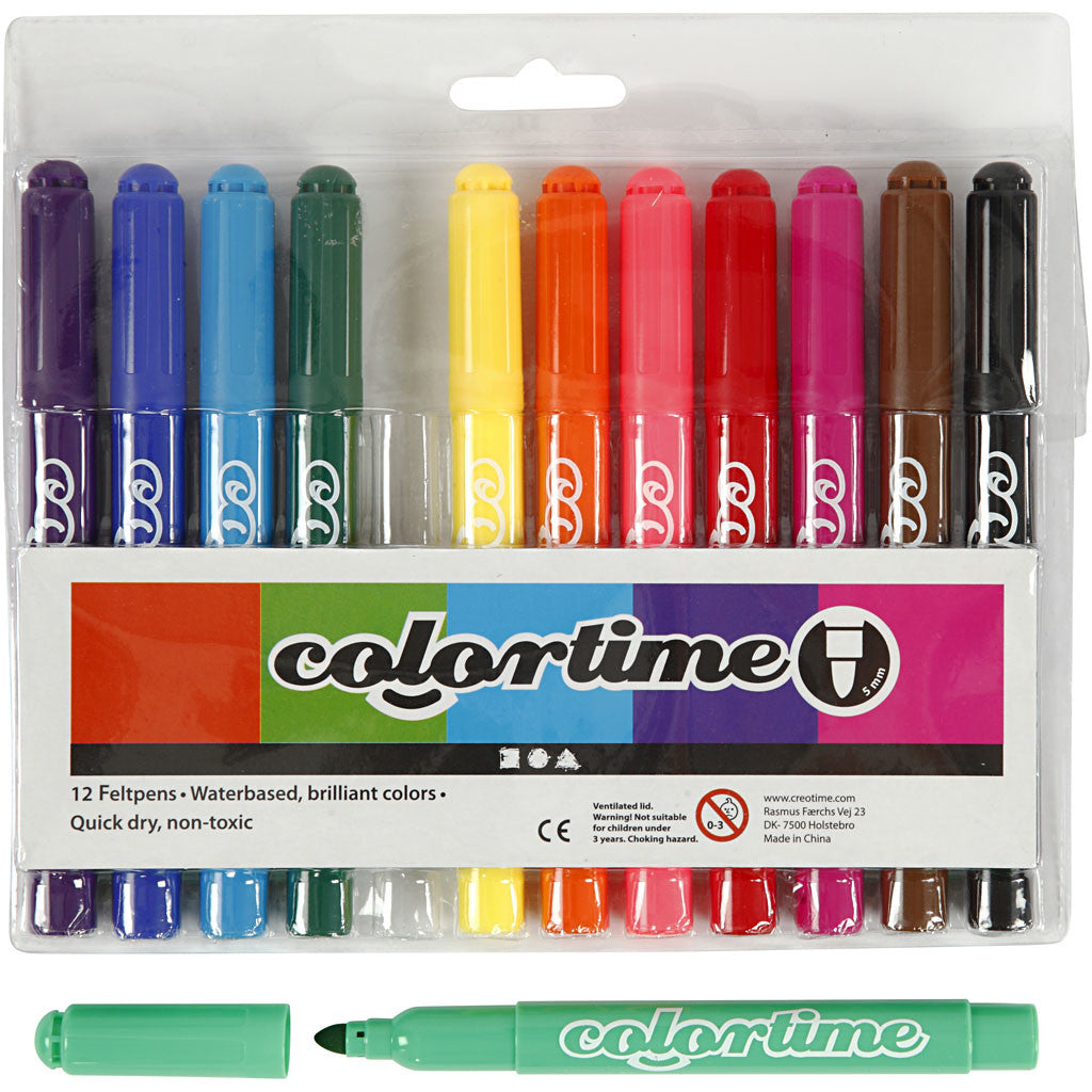 Colortime stiften, lijndikte 5 mm, standaardkleuren, 12 stuk/ 1 doos [HOB-37330]