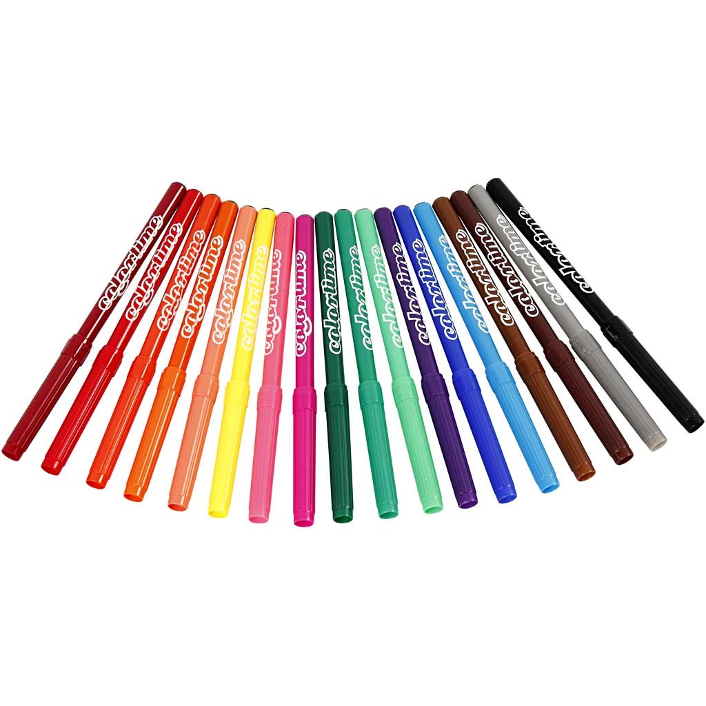 Colortime stiften, lijndikte 2 mm, diverse kleuren, 18 stuk/ 1 doos [HOB-373548]