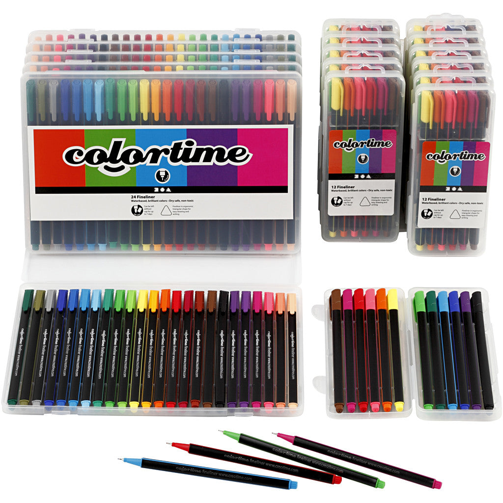 Colortime fineliners, lijndikte 0,6-0,7 mm, diverse kleuren, 18 doos/ 1 doos [HOB-373650]