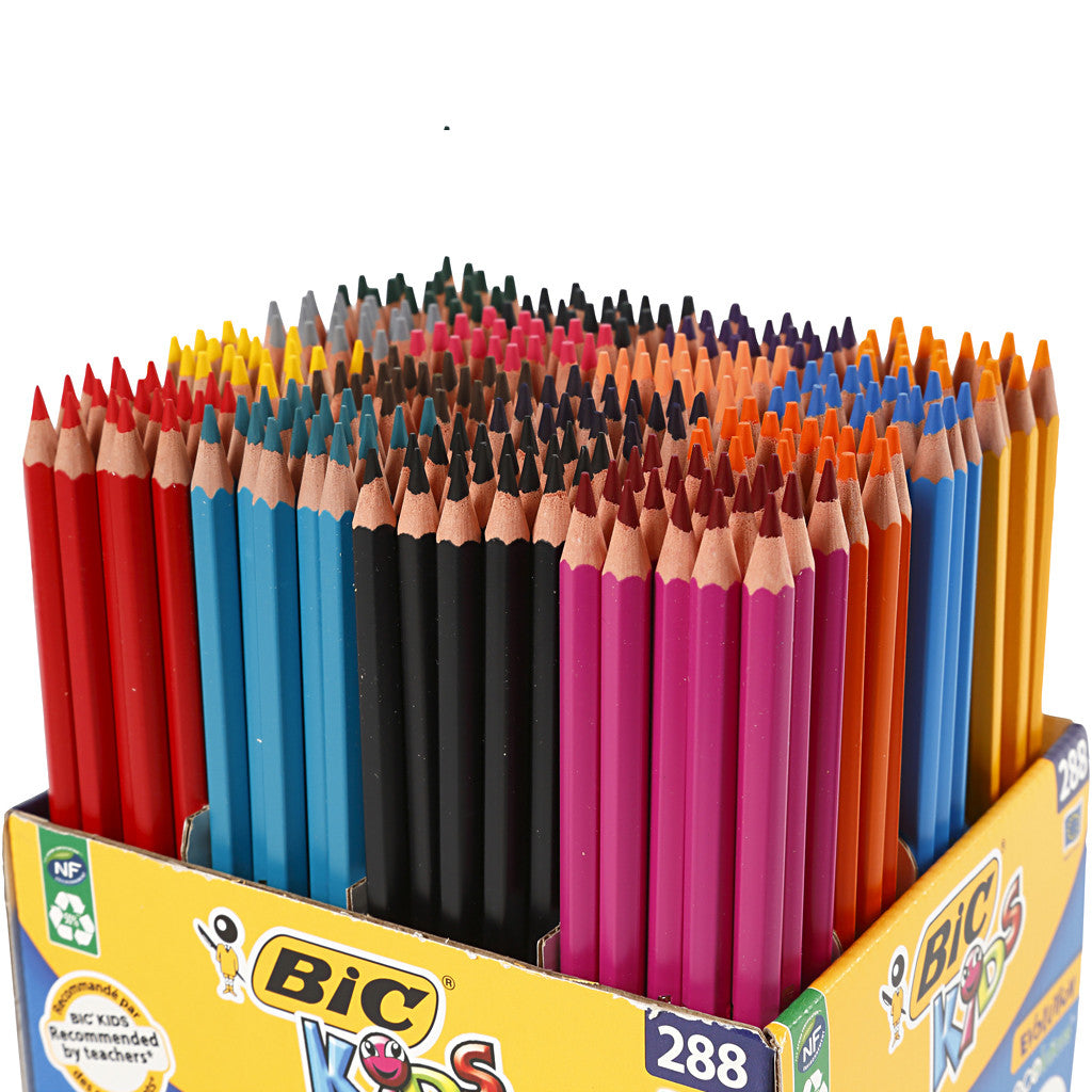 BIC Evolution Kleurpotloden, L: 17,5 cm, vulling 3 mm, diverse kleuren, 288 stuk/ 1 doos [HOB-37584]