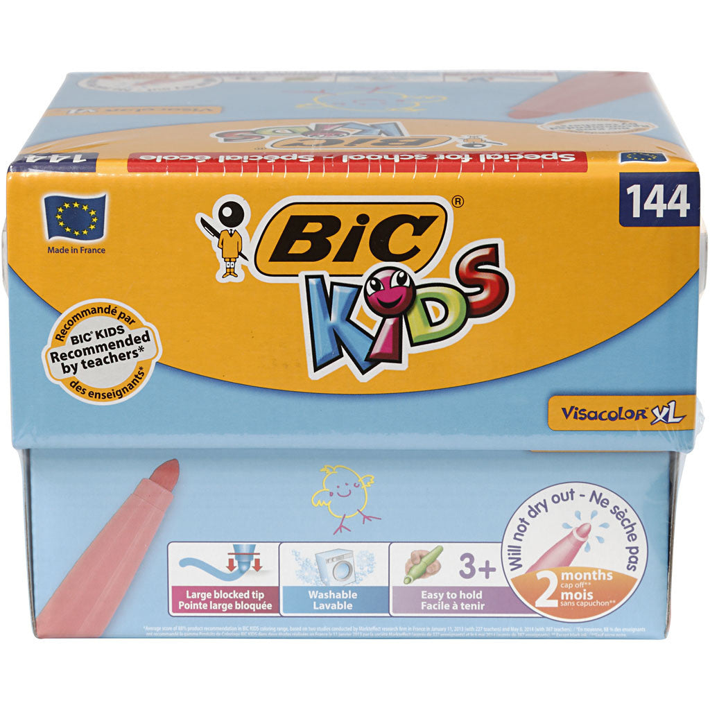 BIC Visa Color Kleurstiften, lijndikte 3 mm, diverse kleuren, 12x12 stuk/ 1 doos [HOB-37586]