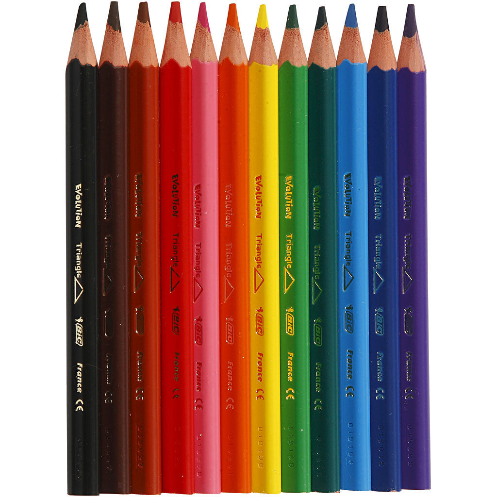 BIC Evolution Kleurpotloden, L: 14 cm, vulling 5 mm, diverse kleuren, 12 stuk/ 1 doos [HOB-37597]