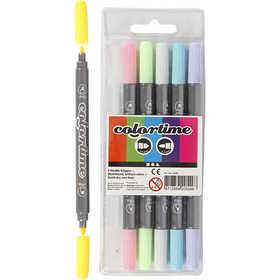 Colortime Dubbelstift, lijndikte 2,3+3,6 mm, pastelkleuren, 6 stuk/ 1 doos [HOB-37991]