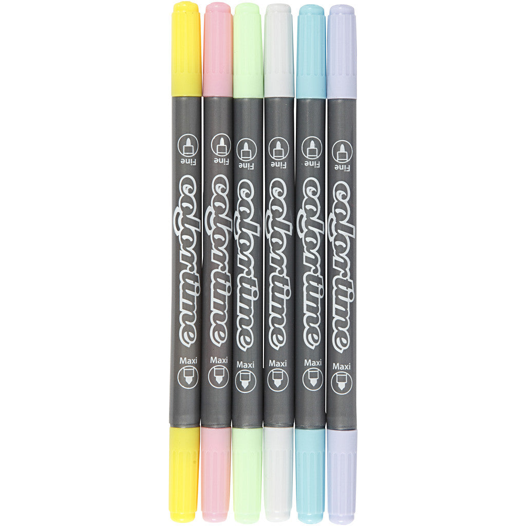 Colortime Dubbelstift, lijndikte 2,3+3,6 mm, pastelkleuren, 6 stuk/ 1 doos [HOB-37991]