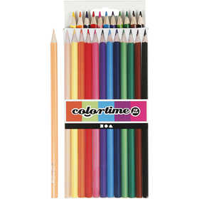 Colortime Kleurpotloden, L: 17,45 cm, vulling 3 mm, diverse kleuren, 12 stuk/ 1 doos [HOB-38093]