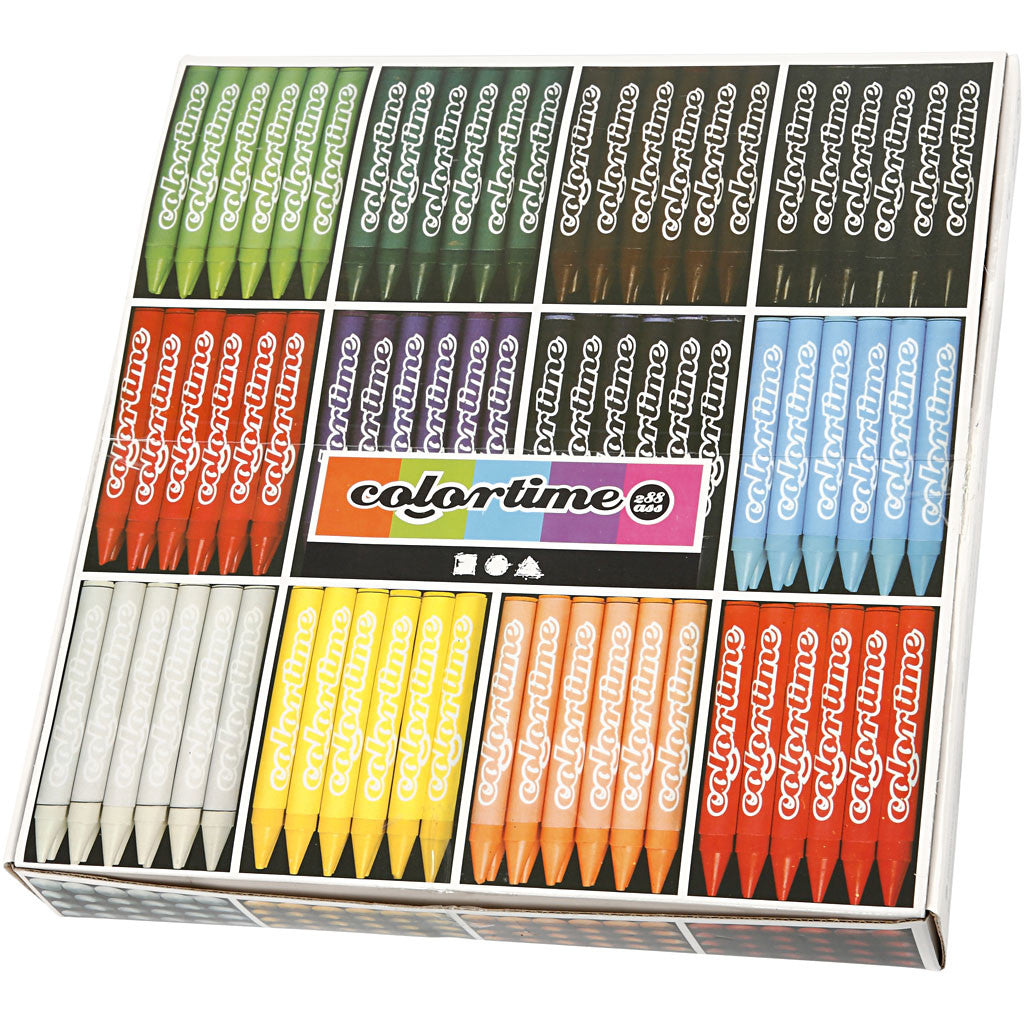 Colortime Kleurkrijt, L: 10 cm, dikte 11 mm, diverse kleuren, 12x24 stuk/ 1 doos [HOB-38139]