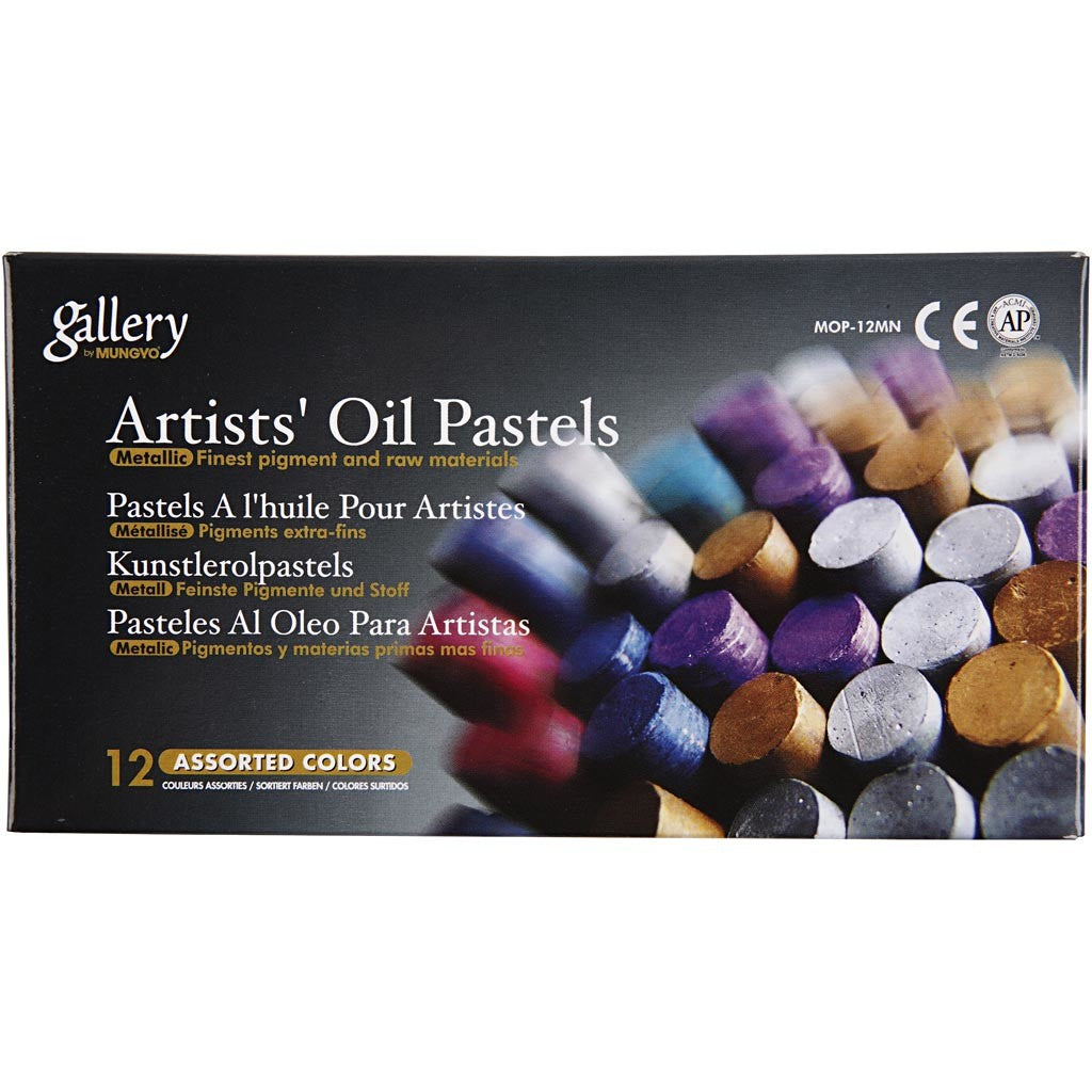 Gallery Oliepastel, L: 7 cm, dikte 11 mm, metallic kleuren, 12 stuk/ 1 doos [HOB-38140]