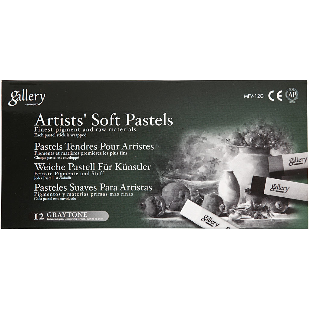 Gallery Soft Pastel Set, L: 6,5 cm, dikte 10 mm, zwart/wit harmonie, 12 stuk/ 1 doos [HOB-38160]
