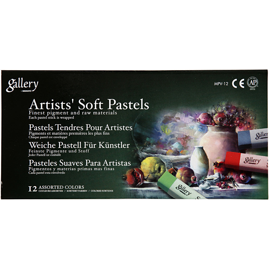Gallery Soft Pastel Set, L: 6,5 cm, dikte 10 mm, diverse kleuren, 12 stuk/ 1 doos [HOB-38164]