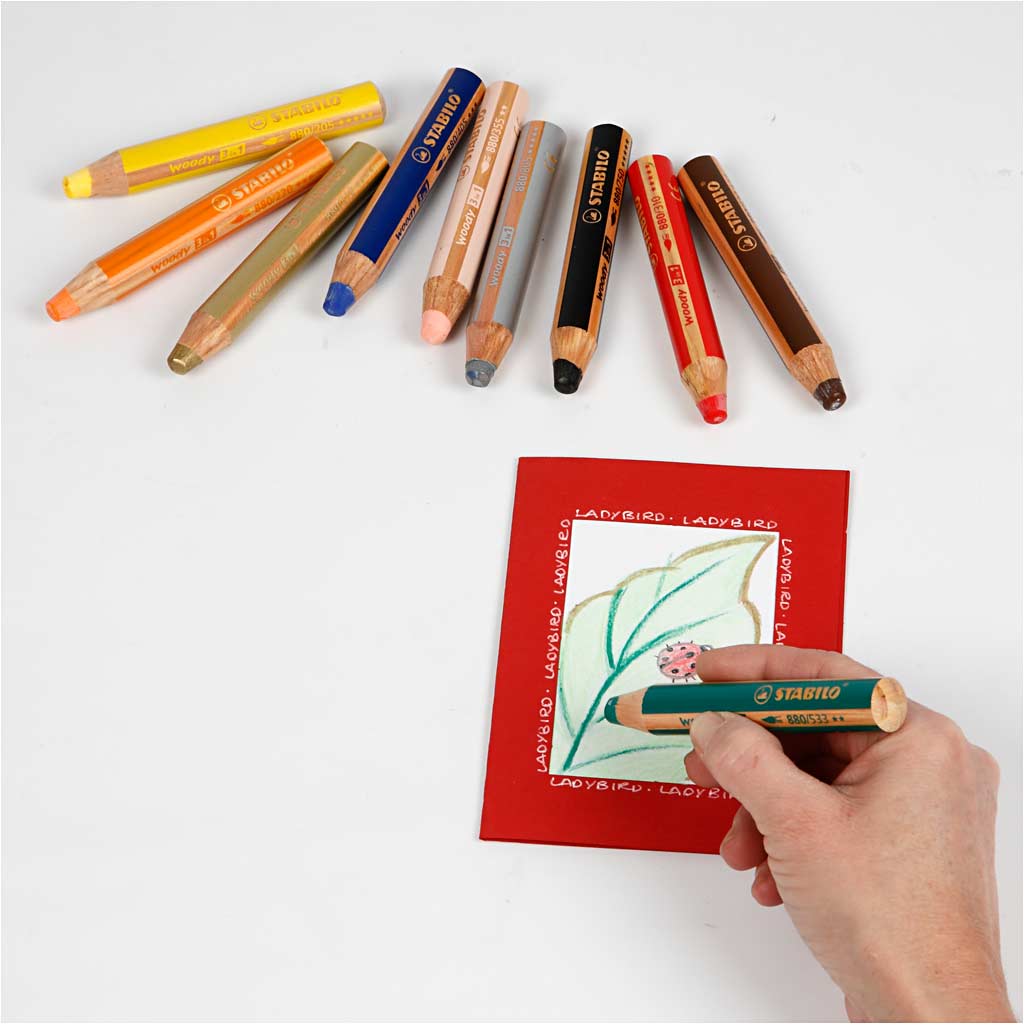 Woody 3-in-1, L: 11 cm, dikte 16 mm, vulling 10 mm, diverse kleuren, 10 stuk/ 1 doos [HOB-38190]