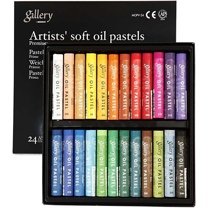 Gallery Oliepastel Premium, L: 7 cm, dikte 10 mm, diverse kleuren, 24 stuk/ 1 doos [HOB-38279]