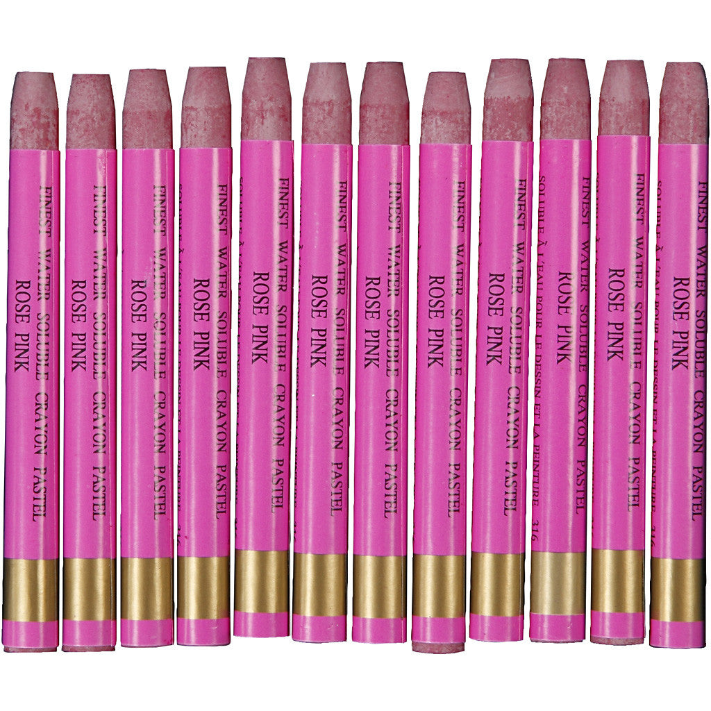 Aquarelkrijt, L: 9,3 cm, dikte 8 mm, fris roze (316), 12 stuk/ 1 doos [HOB-38316]