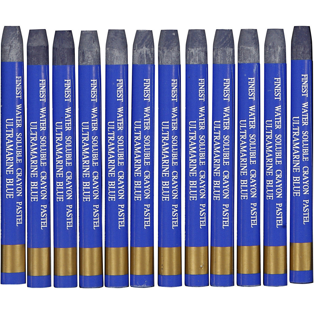 Aquarelkrijt, L: 9,3 cm, dikte 8 mm, ultramarine (339), 12 stuk/ 1 doos [HOB-38325]