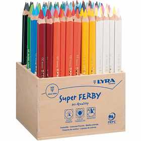 Super Ferby 1 Kleurpotloden, L: 18 cm, vulling 6,25 mm, diverse kleuren, 96 stuk/ 1 doos [HOB-38388]