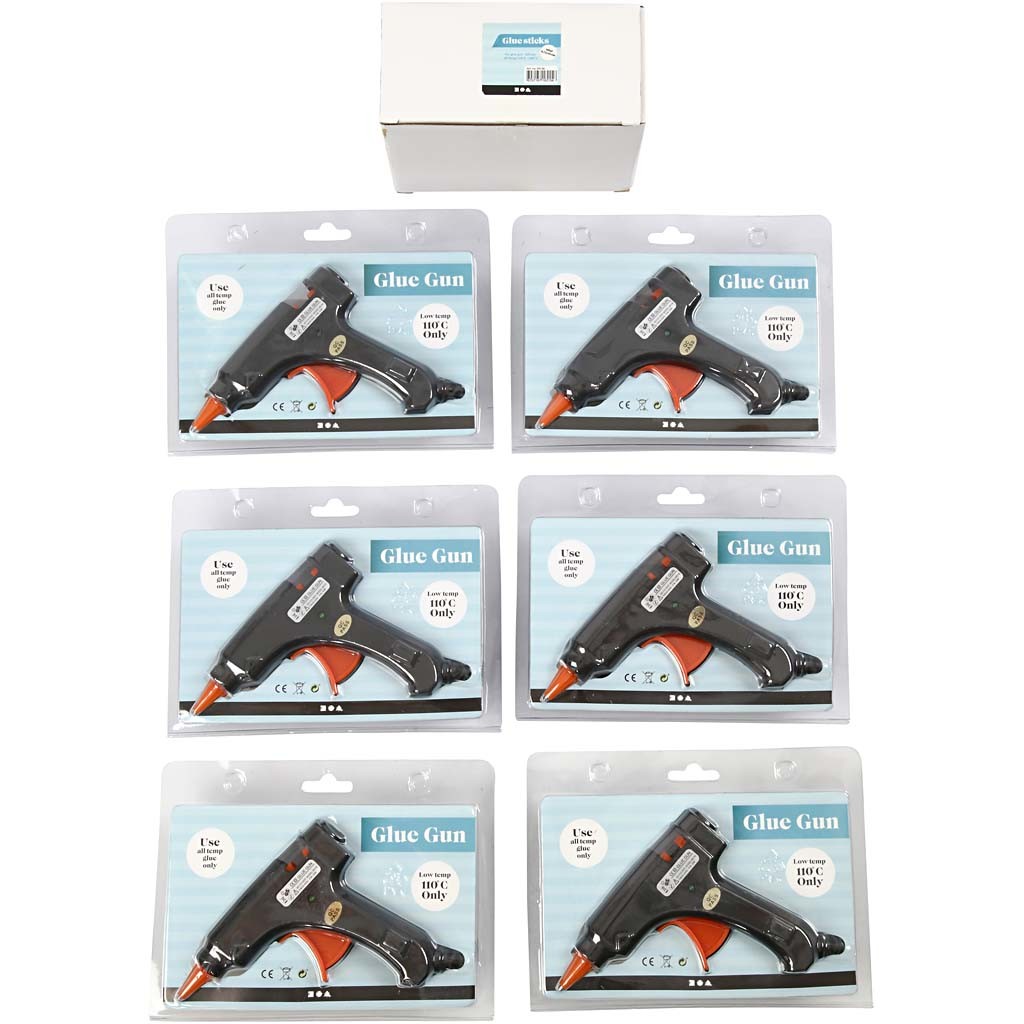 Mini lijmpistool met lijmpatronen, 130 °C - Lage temperatuur, ca. 125 cm snoer, EU, 1 set [HOB-39119]