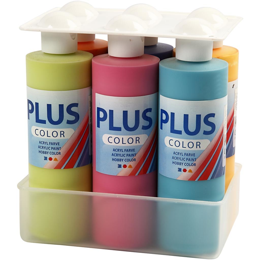 Plus Color Acrylverf, 6x250 ml/ 1 doos [HOB-39495]