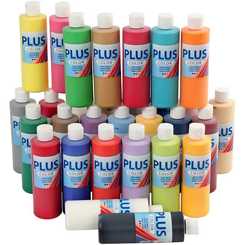 Plus Color Acrylverf, diverse kleuren, 30x250 ml/ 1 doos [HOB-39497]
