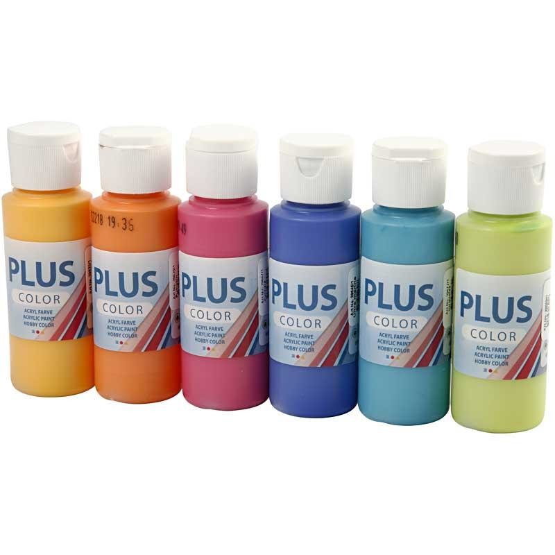 Plus Color Acrylverf, kleurrijk, 6x60 ml/ 1 doos [HOB-39695]